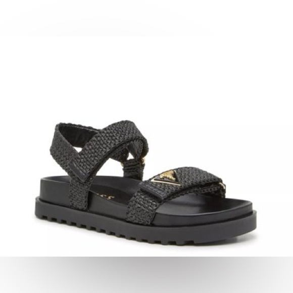 Guess Women’s Fabrisa Sandals Woven Fabric Adjustable Strap Black Size 8 - Picture 3 of 12